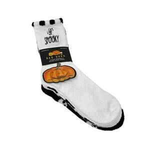 Rae Dunn Halloween 3 Pair Women's Micro Cozy Crew Socks Skulls Spooky Checkered